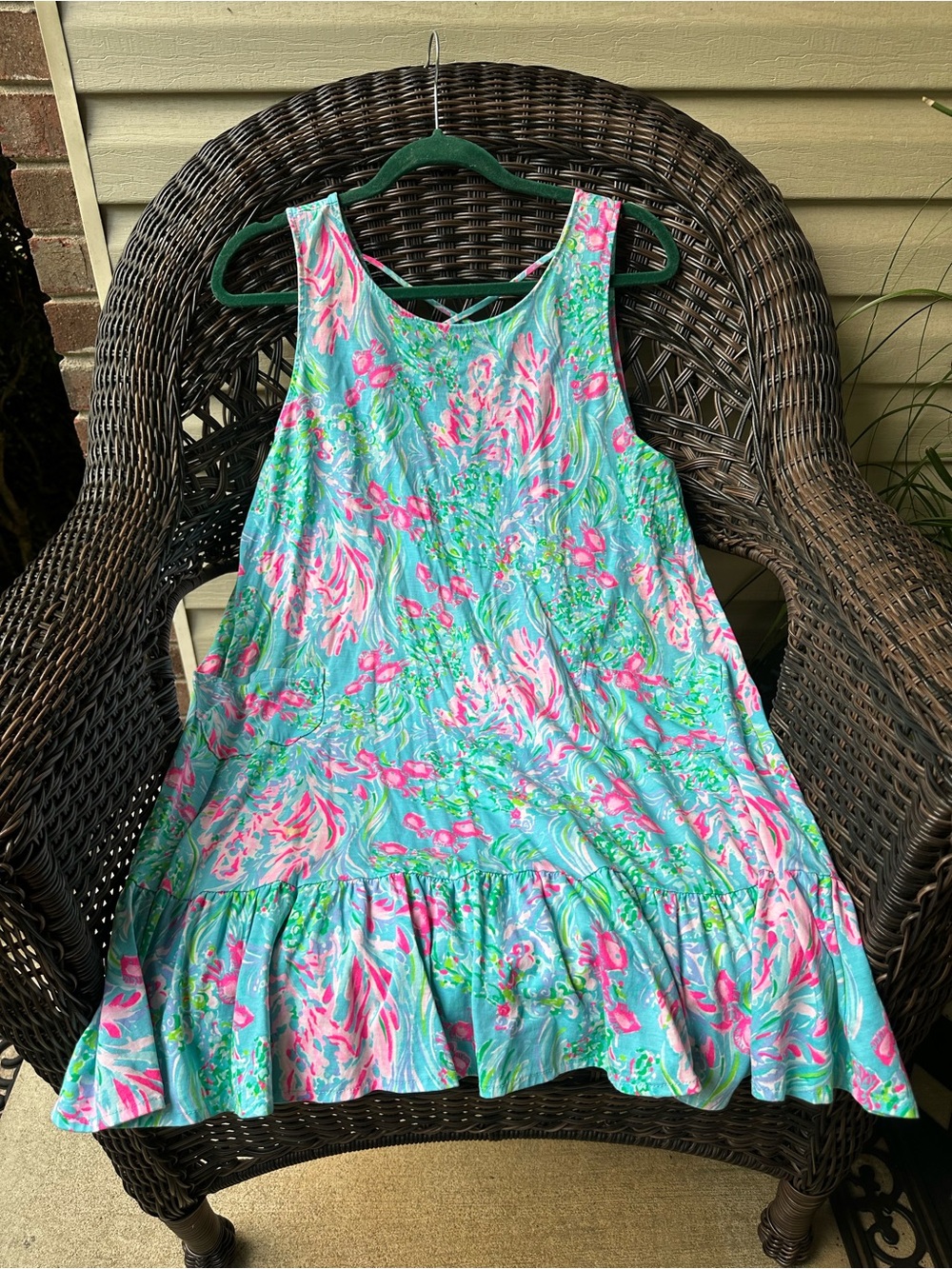Lilly Pulitzer Kristen Flounce Dress Amalfi Blue Best Fishes L
